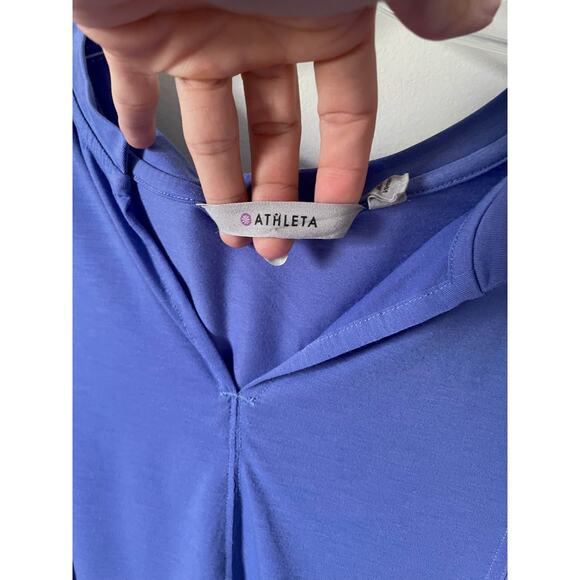 Athleta Oversized Quick Dry V-Neck Three Quarter Sleeve Workout Top Purple XXS - Picture 5 of 8